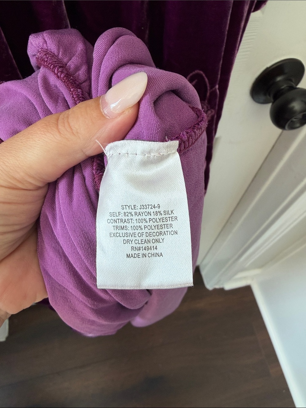 NWT Johnny Was Plum Velvet Embroidered V-Neck Maxi Dress - Picture 5 of 6